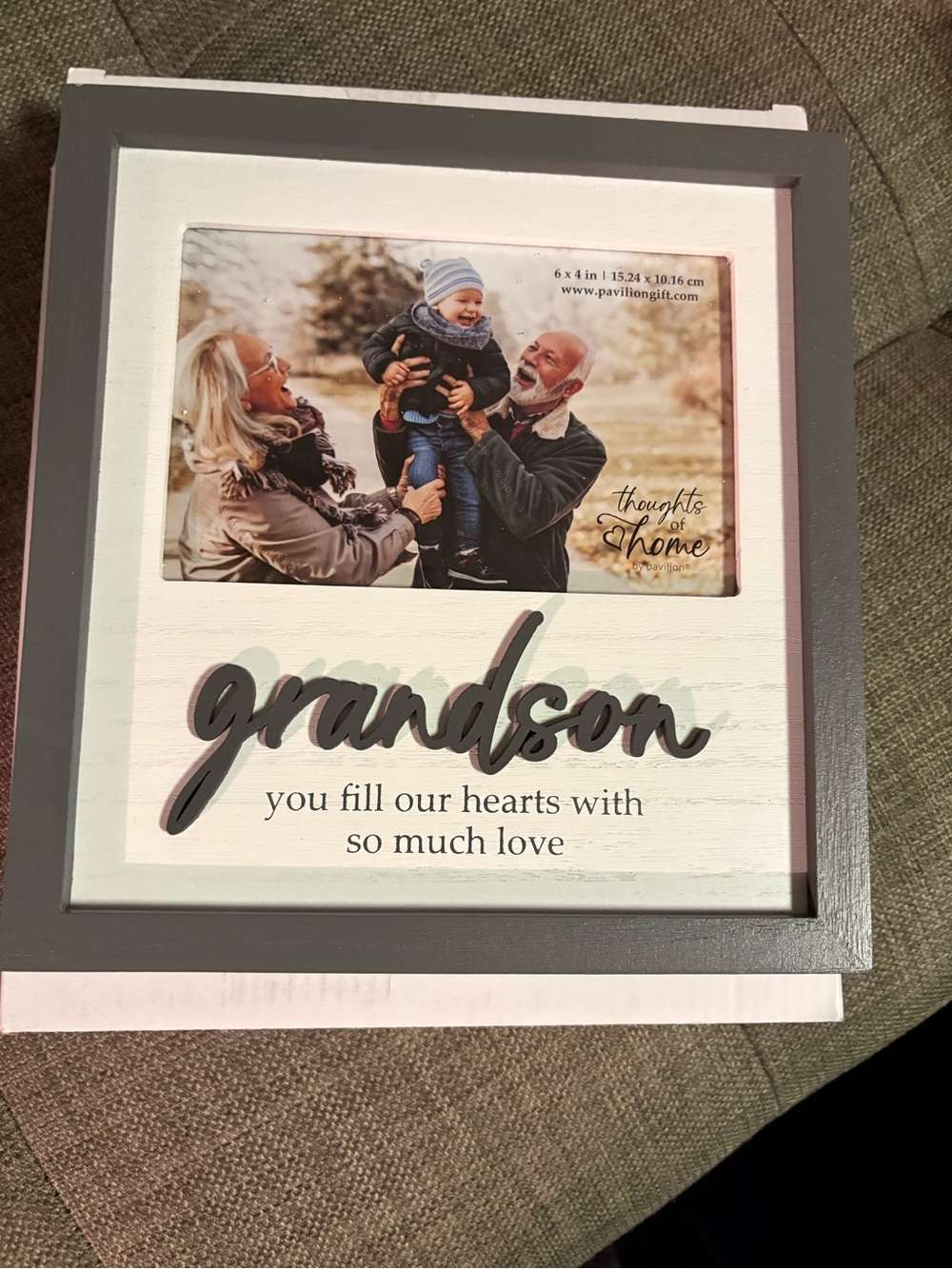 Grandson Framed Photo Plaque - Gray and white.